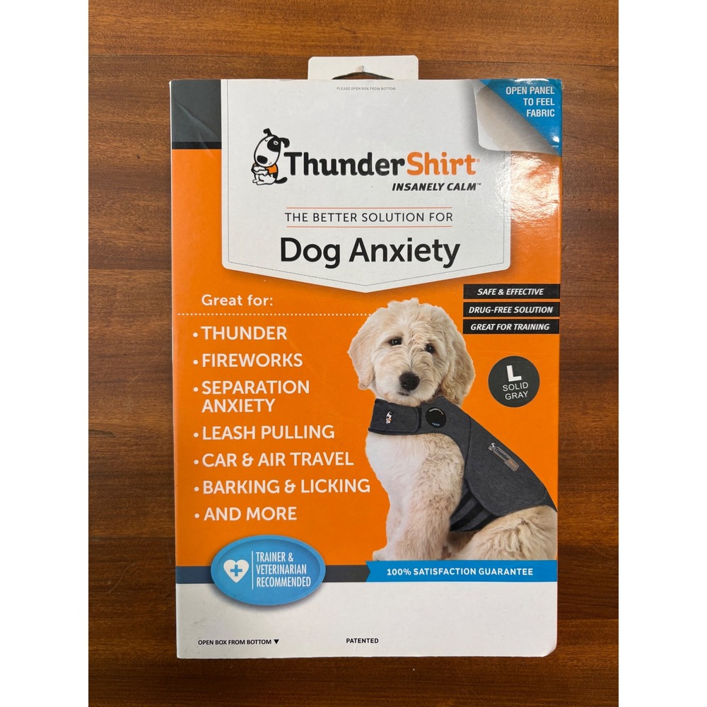 ThunderShirt Dog Anxiety Jacket Solid Gray Size Large 41-64 lbs New Open Box